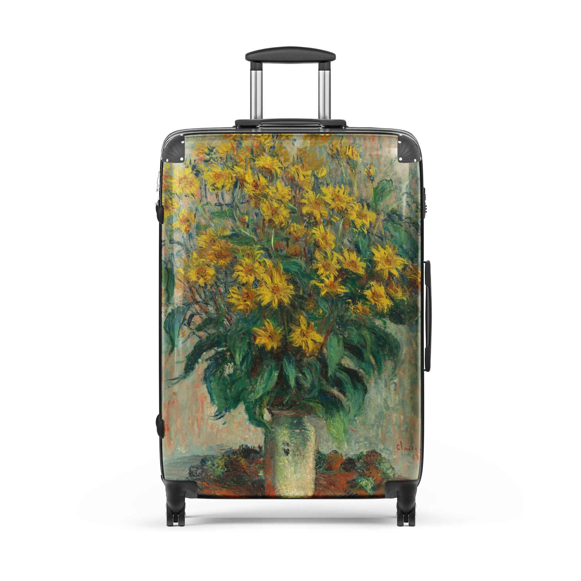 Claude Monet Suitcase - Jerusalem Artichoke Flowers Hard-Shell Travel Accessory - Rosetta Creative Boutique